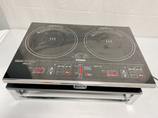 DGT5【動作品】YAMAZEN 山善 2口IH調理器 IHクッキングヒーター IHW-S1460G(B) 2018年製 / IH調理器台 IHS-5736 2点セット 中古 現状品渡し