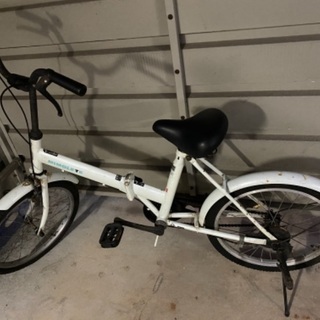 折りたたみ自転車 白 サビ有り(タイヤ,チェーン良好)
