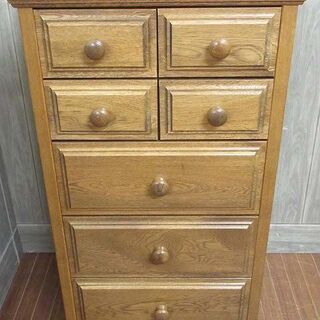 ss2387　チェスト　5段　引き出し7杯　タンス　木製　収納家具　小物収納　スリム　キャビネット　たんす　箪笥　重厚　収納　ワールドファニチャー