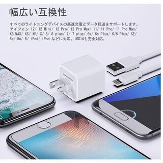 iPhone 充電ケーブル【ActionPie ケーブル1m】超高耐久ライトニングケーブル 急速充電 アイフォン充電ケーブル Lightning ケーブル iPhone/iPad/iPod各種対応 -ホワイトの画像