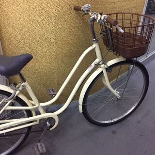 《レンタサイクル店使用　自転車整備士整備済み！》NO74 中古車　27インチ　シティサイクル  アイボリー