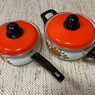 ホーロー鍋2種セット（B） （未使用品）
