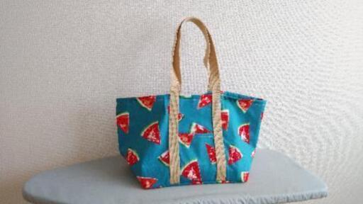 スイカ柄　ハンドメイド　エコバッグ　試作品