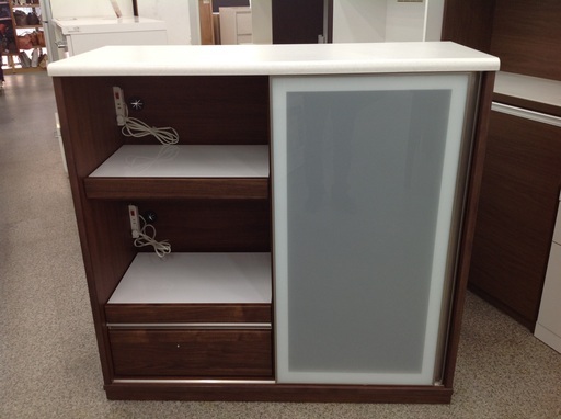 ダークブラウン＆ホワイト 木製 幅120cm キッチンカウンター【9650352】