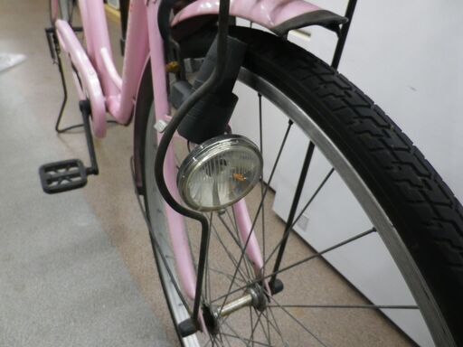 シティーサイクル ママチャリ 自転車 26インチ ライト付き 鍵付き ピンク 西岡店 