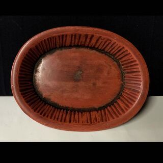 e609 根来塗 お盆 幅18cm×14cm 木製 飾り盆 急須盆 煎茶盆 香盆 茶道具の画像