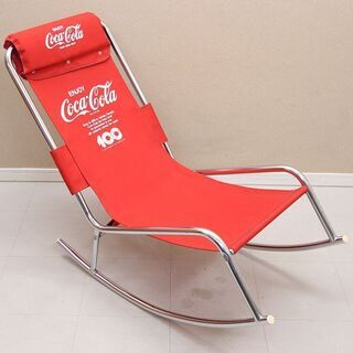 コカコーラ 非売品 100周年 ロッキングチェア パイプ椅子(P1157wY)