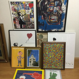 【引っ越し処分】全部額つき イラスト 絵画 ポスター 10点 バ...