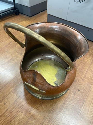 アンティーク石炭コールバケツ（大）銅製　イタリア製