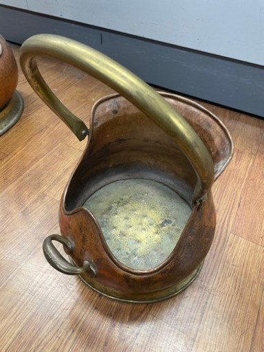 アンティーク石炭コールバケツ（小）銅製　イタリア製