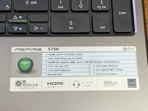 【取り引き中】acer ASPIRE5750 ノートパソコン　ジャンク品