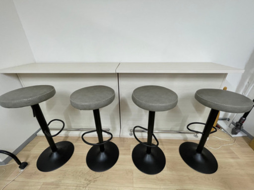 4人掛けカウンターテーブル、カウンターチェア✖️4