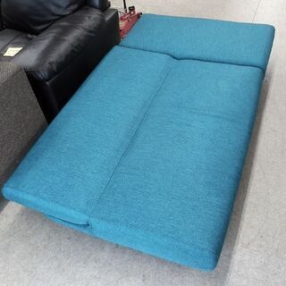 ソファベッド 2人掛け リクライニングソファ ブルー系 カウチ
