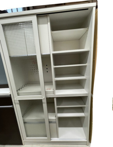 GM514【近隣配達可能】食器棚 キッチンボード　レンジ台　幅104.5　奥行44　高さ180cm　白　ホワイト　リサイクルショップ　
