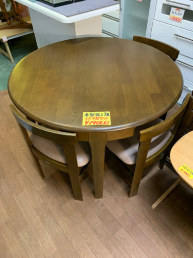 円形　ダイニングテーブルセット　中古