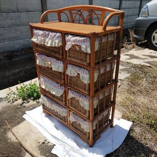 藤/ラタン ４段 高さ95cm 籐家具