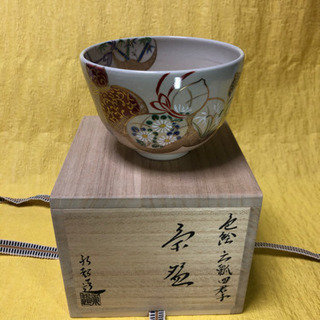 加藤永起作　茶碗　色絵　六瓢四君子の画像