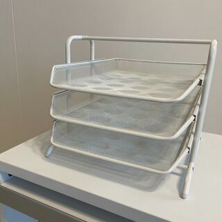 【差し上げます】IKEA　３段書類トレー　白