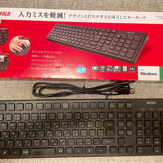 BUFFALO USB接続 有線スタイリッシュキーボード ブラッ...