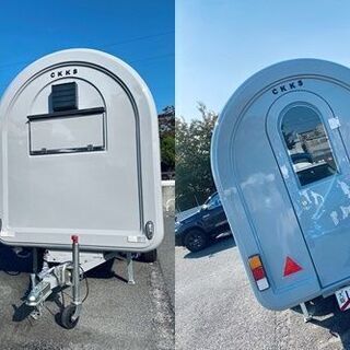 【新古車】キッチントレーラー・移動販売・両ウィング開き・牽引免許不要・ケイタリングカー・給排水ポンプ・ステンレス仕様・即営業可・都内営業許可取得実績ありの画像
