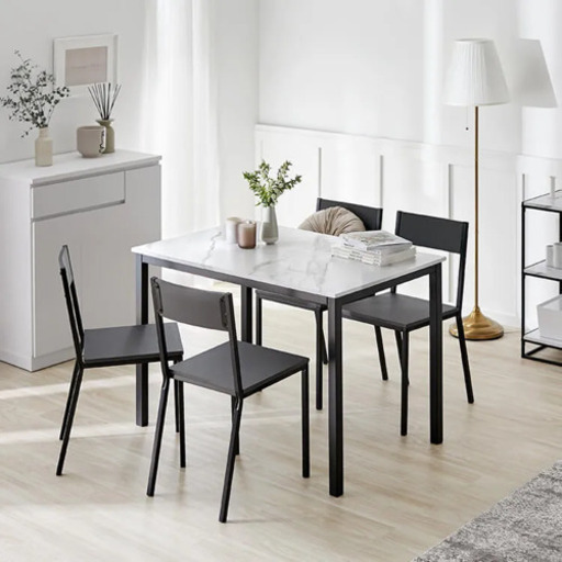 値下げ！ダイニング5点セット ほぼ新品 モデルルーム使用 大理石柄