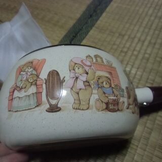 片手鍋 くま テディベア柄 ほうろう 鍋 お譲りします。＊石川県＊美川より＊期間限定の画像