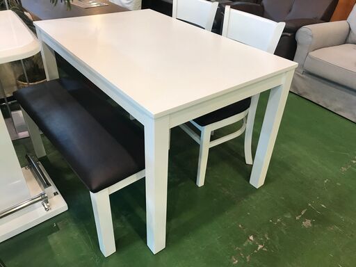 【愛品館八千代店】ベンチダイニング4点セット　③【愛八DN】