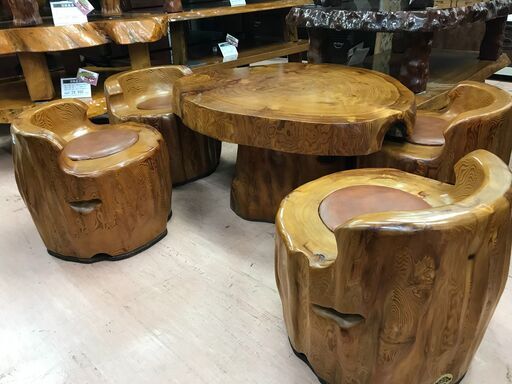 【愛品館八千代店】屋久杉　テーブル　イス　5点セット【愛八GS】