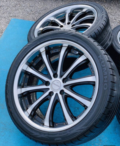 WORKホイールタイヤ！19インチホイール　４本セット　ミニバンセダンクラウンアルファードヴェルファイアフーガオデッセイエスティマ　9.5JJ+45 8.5JJ+40