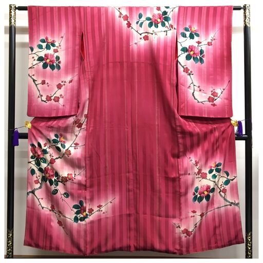 ◇アンティーク　キモノ◇　訪問着　正絹　豪華な華模様　身丈148　裄61