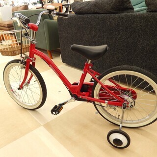 ☆美品 サイクルベースあさひ キッズカスタム18インチ (赤・ 籐風バスケット) 札幌市清田区の画像