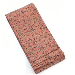  美品　◇長尺　小紋　半幅帯◇　渋いピンク　唐草　華模様　全通柄...