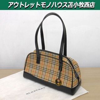 本物 バーバリー ハンドバッグ ミニボストン ノバチェック ベージュ×ブラウン キャンバス×レザー チャーム付き 苫小牧西店 本物 バーバリー ハンドバッグ ミニボストン ノバチェック ベージュ