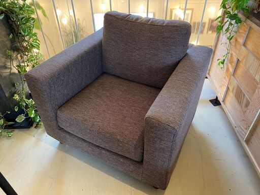 NDstyle ソファ 1Pソファ ファブリック オットマン付き 茶 中古品