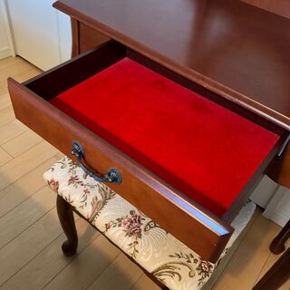 定価3万☆アンティーク 化粧台、椅子セット 木製の画像