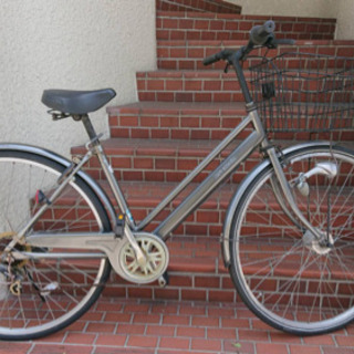【中古自転車】27インチ6段変速　LEDオートライト付　銀　若林...