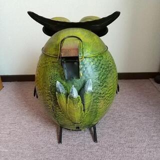 フクロウ  鉄製ゴミ箱 の画像