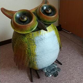 フクロウ  鉄製ゴミ箱 の画像