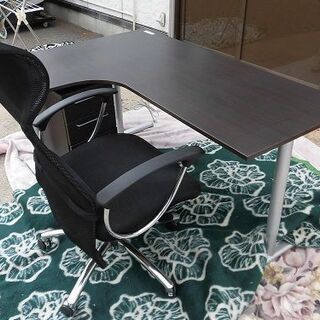 JM11040)L字デスク・ラック・オフィスチェア セット 中古...