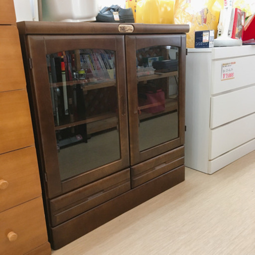サイドボード☆キャビネット☆書棚にも☆幅88×奥行41×高さ89cm☆ダークブラウン☆中古品