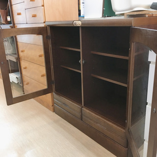 サイドボード☆キャビネット☆書棚にも☆幅88×奥行41×高さ89cm☆ダークブラウン☆中古品の画像