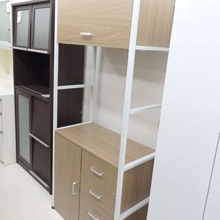 千歳市/恵庭市 レンジラック ホワイト×ライトブラウン 家具 フ...
