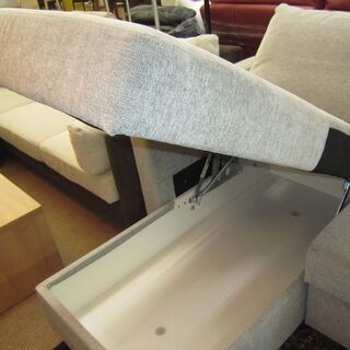 R233 NITORI 布張りカウチソファベッド(ノアーク GY) 美品の画像