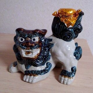 泡盛古酒 磁器＆陶器ボトル 2本セット（シーサー、龍）原酒 高度数 未開栓 ADの画像