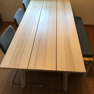IKEAダイニングテーブル　椅子三脚　ベンチセット