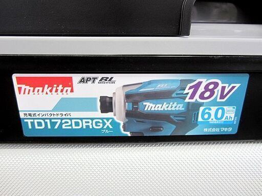 ☆新品未開封品 マキタ☆18V 充電式 インパクトドライバー TD172DRGX ブルー 6.0Ah バッテリ2個 充電器 ケース付き makita/ 工具 札幌