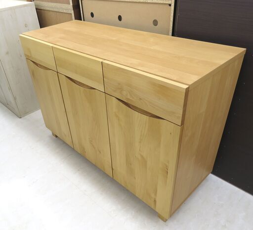 北海道/千歳市  ベルメゾン リビングボード アルダー材 Cタイプ ナチュラル 天然木 近郊配送/店頭でのお受渡し大歓迎!