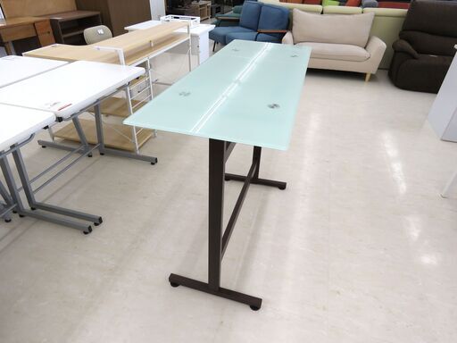 北海道/千歳市 美品！カウンターテーブル ガラス天板 バーテーブル カフェテーブル 近郊配送/店頭でのお受渡し大歓迎 