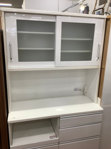 レンジボード　ホワイト　2枚スライド扉