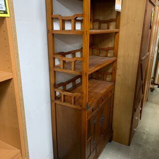 飾り棚 民芸家具・アンティーク 李朝 茶色 引き出し付 キズ有